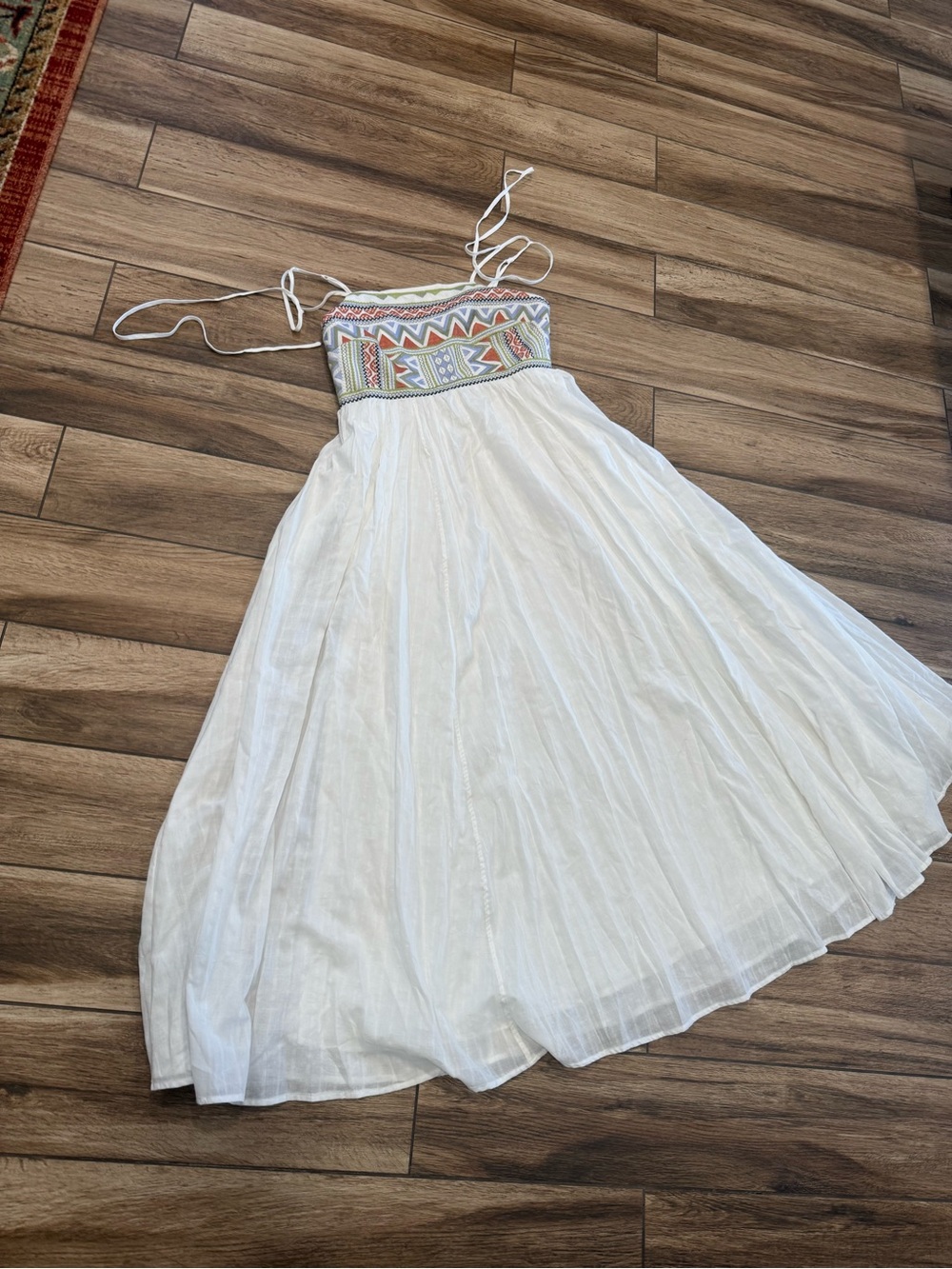 In Bloom White Maxi Dress with Multicolor Embroidered Bodice